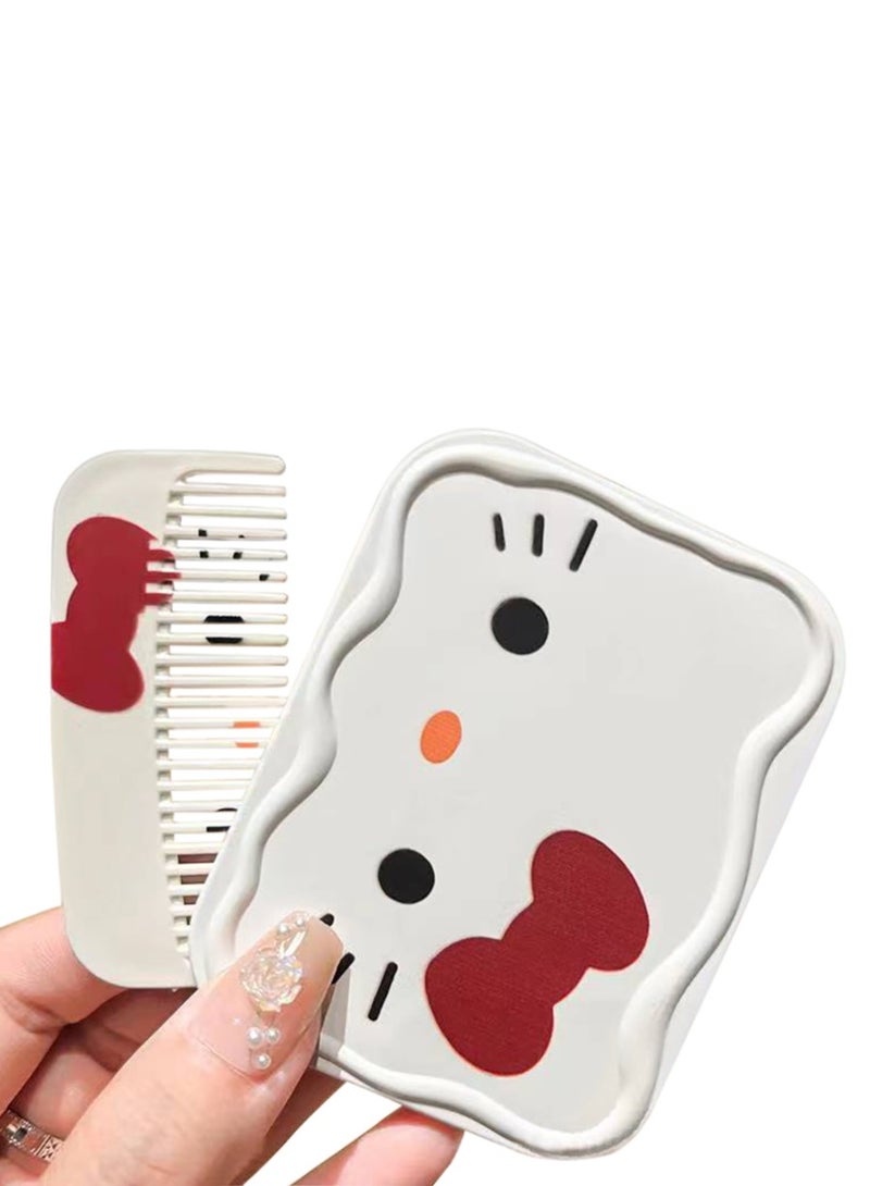 Generic Folding Portable Mirror Makeup,Cute Shaped Portable Mirror with Comb , Mini Vanity Mirror Portable Travel Makeup Mirror for Purse Cosmetic Mirror for Women Home Office  - Image 1