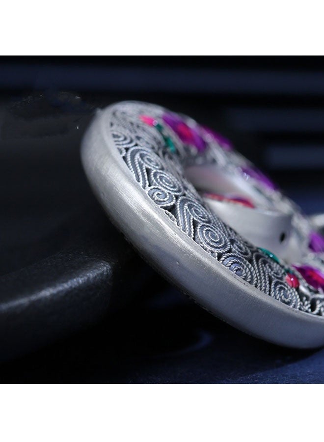 Neutral Butterfly and enamel flower - peace buckle jewelry pendant personality versatile trendy style hip-hop street retro European and American trendy men and women car keychain accessories personality pendant (retro silver) - Image 4