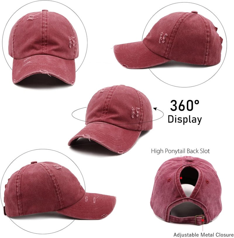 ProMindFun Womens Pony Hat High Ponytail Baseball Cap Girls Messy Bun Caps Camouflage Trucker Bad Hair Day Adjustable Dad Hat - Image 4