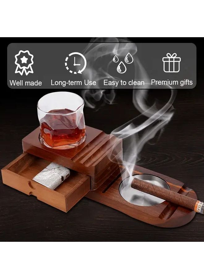 Photo Color Detachable Outdoor Ashtray Set with Cigar Cutter Whiskey Glass Tray Home Office Decor - Image 3