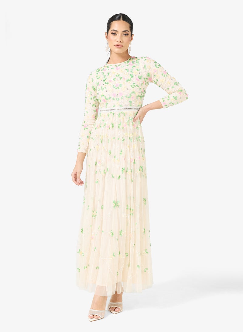 MARYISA Embellished Sequin Modest Long Sleeve Maxi Dress - Image 1