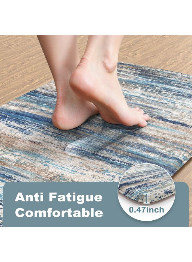 KIMODE Kitchen Mats for Floor Anti Fatigue, 17"x47"+17"x29" Farmhouse Kitchen Rugs Sets of 2, Padded Kitchen Floor Mats, Comfort Standing Mats for Sink Laundry Office Desk Dark Blue Grey - Image 3