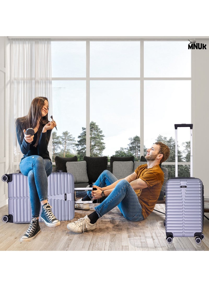 MNUK - Destiny Carry-on Luggage - 20 Inch | Hardside Soft Handle Trolley with TSA Lock |Double 360° 8 Wheeler| Cabin Size, Silver - Image 1