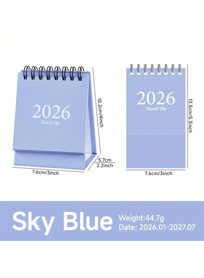 2026 تقويم مكتبي بسيط موراندي أزرق مخطط أسبوعي وشهري غير مؤرخ - Image 1