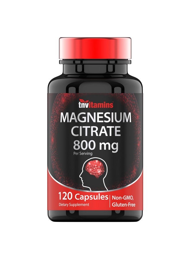 TNVitamins Magnesium Citrate 800 MG - 120 Capsules | Two Month Supply! | Pure Magnesium Citrate Powder Capsules | Citrato De Magnesio | Non-GMO | Produced in The USA! - Image 1