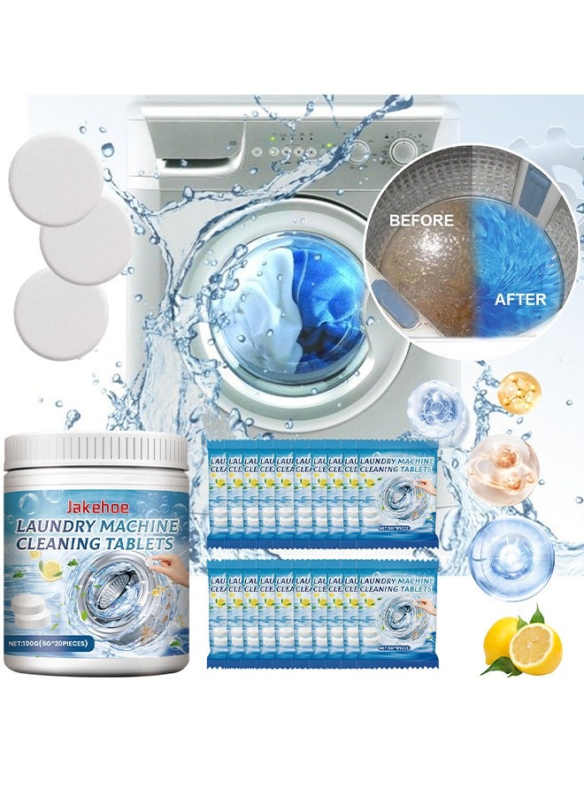20 PIECES Laundry Machine Cleaning Tablets, Washing Machine Cleaner Effervescent Tablets Washing Machine Cleaner Descaling Agent, Suitable For Washing Machine Cleaning, Sterilization, Dirt Removal - Image 1