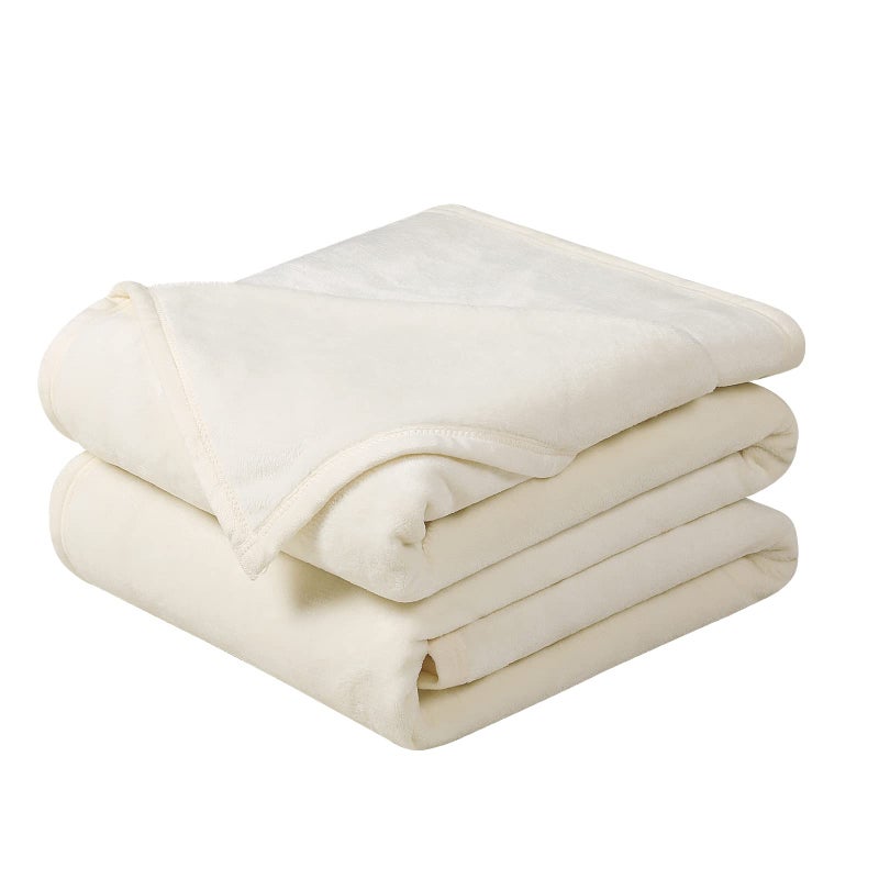 EASELAND Soft King Size Blanket Winter Warm Microplush Lightweight Thermal Fleece Blankets for Couch Bed Sofa,90x108 Inches,Ivory - Image 1