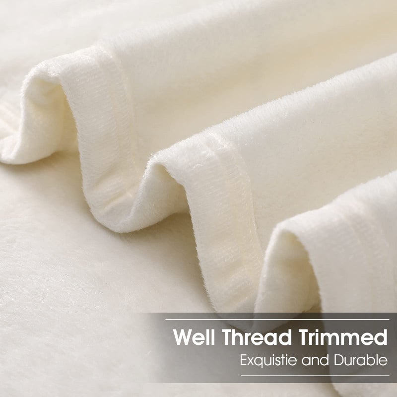 EASELAND Soft King Size Blanket Winter Warm Microplush Lightweight Thermal Fleece Blankets for Couch Bed Sofa,90x108 Inches,Ivory - Image 5