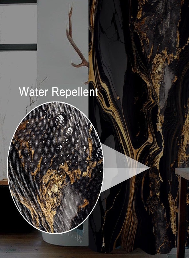 Uiiooazy Black Marble Shower Curtain 72x72 inches for Bathroom Abstract Bathtub Room Partition Decoration Modern Gold Marble Waterproof Fabric Shower Curtains Set with Hooks - Image 3