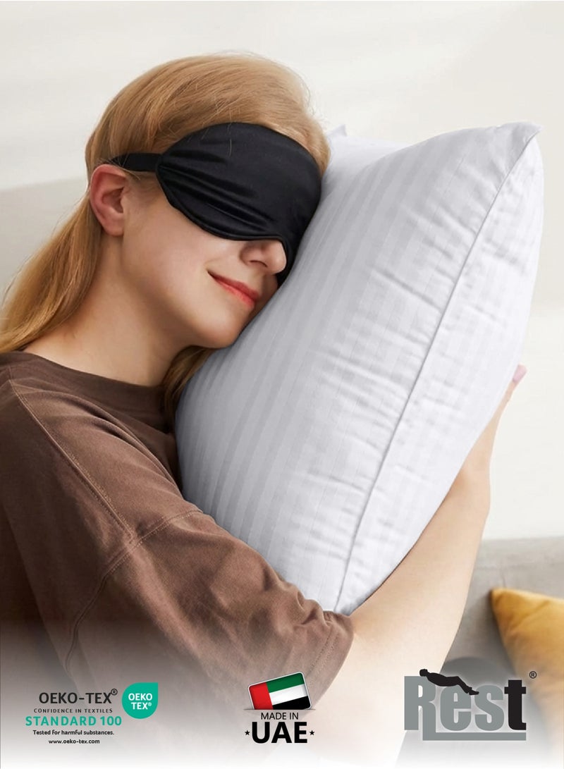REST Extra Smooth Stripe Pillow Queen  Size 50x75cm /20''x 30'' Fluffy White , Back and Side Sleeper Hotel Quality Pillow - Image 4