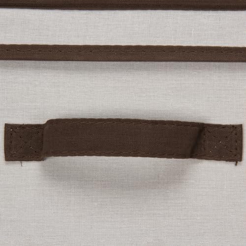 Household Essentials 515 Storage Box with Lid and Handle- Natural Beige Canvas with Brown Trim- Jumbo - Image 4