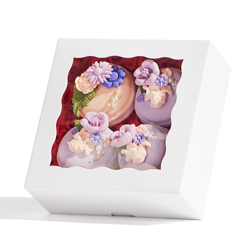RomanticBaking 21PCS 5x5x2 Inch Bakery Boxes,Cookie Boxes with Window, Pastry Boxes for Macaroon Dessert Cupcake Donut Pastry Muffins - Image 1