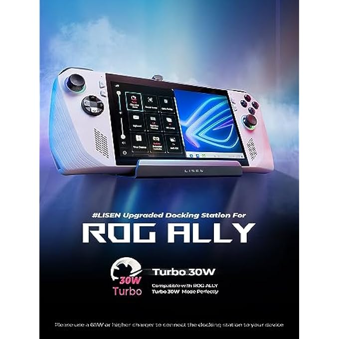 rayihni DOCKING STATION FOR ASUS ROG ALLY X & STEAM DECK & LENOVO LEGION GO, DUAL COOLING FAN [ZERO DISTRACTION] ROG ALLY DOCK STATION WITH 4K@60HZ,USB 3.0*3, PD100W AND ETHERNET FIT FOR STEAM DECK OLED - Image 2