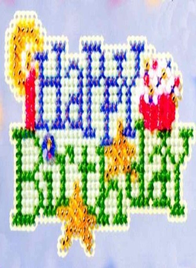 Happy Birthday Beaded Counted Cross Stitch Ornament Kit Mill Hill 2009 Spring Bouquet MH18-9102