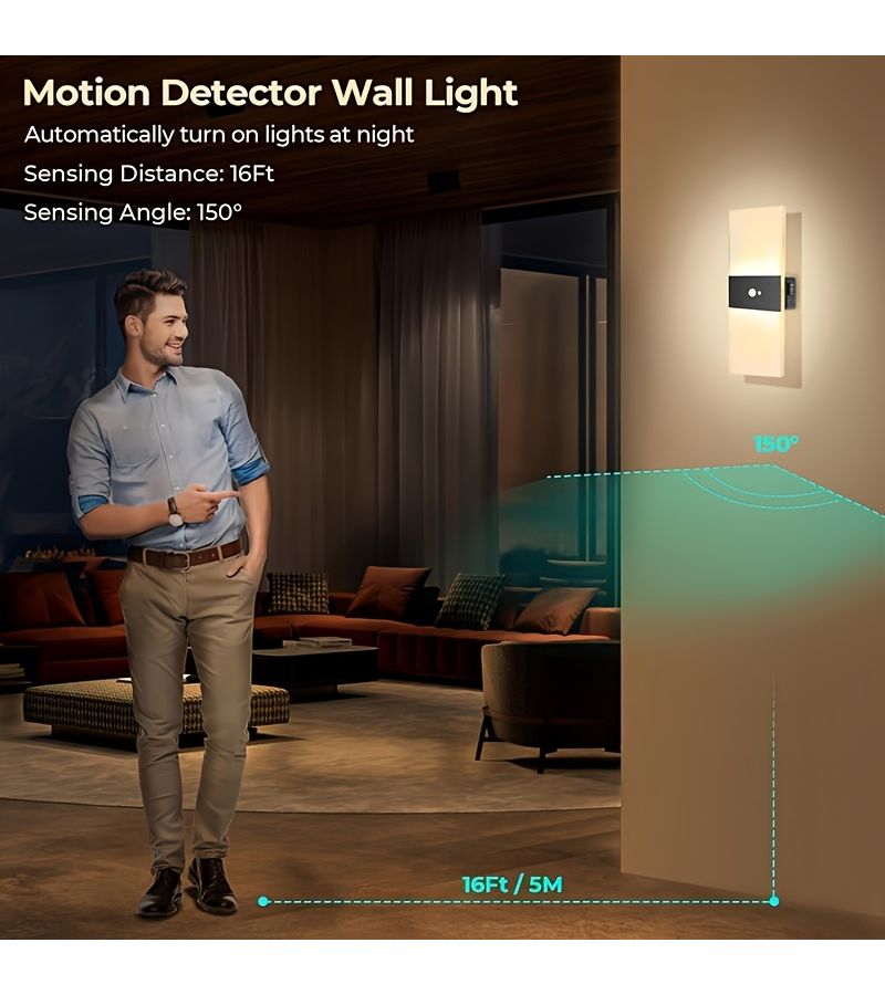 2pcs Rechargeable Magnetic Cordless Night Light White Light Indoor Motion Sensor LED Wall Lamp USB Charging No Wiring Suitable For Bedrooms Corridors Stairs Closets Kitchens Balconies Aisles - Image 3