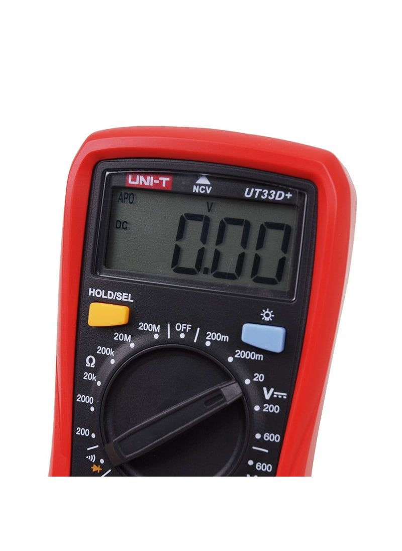 UniT UNIT UT33D Digital Palm Size Multimeter with Manual Range 1999 Counts Tester Red  - Image 2