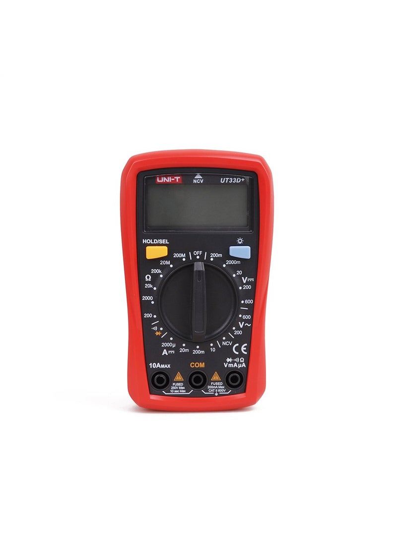 UniT UNIT UT33D Digital Palm Size Multimeter with Manual Range 1999 Counts Tester Red  - Image 1