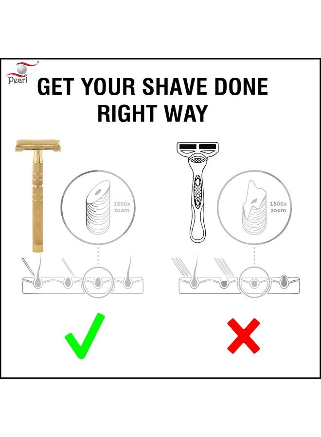 بيرل ماكينة حلاقة آمنة ذات حافة مزدوجة للرجال من بيرل LS-01 (ذهبية) - Image 2