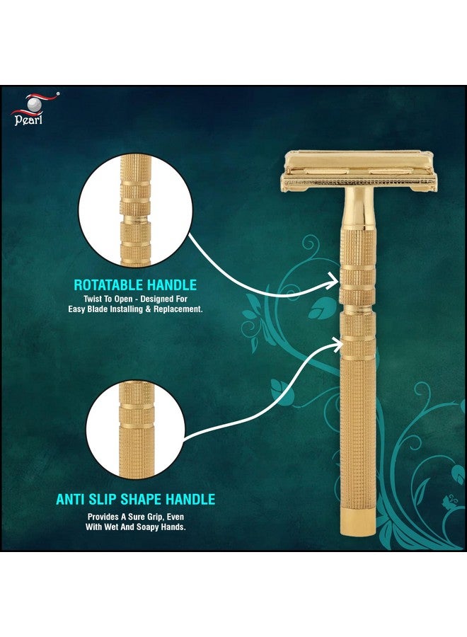 بيرل ماكينة حلاقة آمنة ذات حافة مزدوجة للرجال من بيرل LS-01 (ذهبية) - Image 5