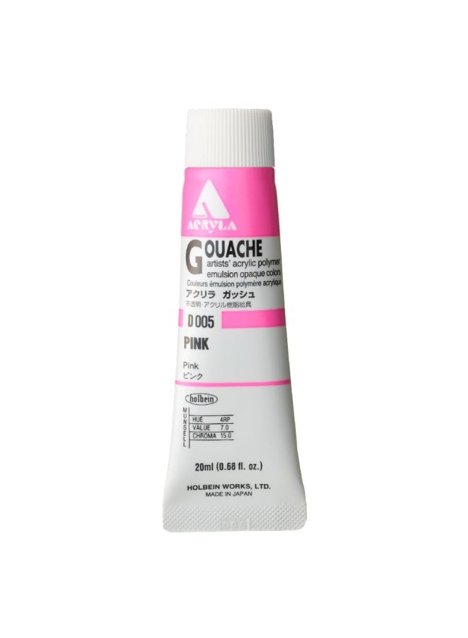 Holbein Acryla Gouache Artists Acrylic Polymer Emulsion 20Ml Pink D005 - Image 1