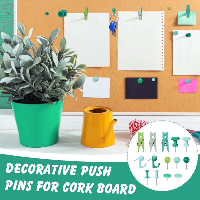 Sawysine 600 Pcs Decorative Push Pins, Plant Green Thumb Tacks 6 Types Cute Push Pin Clip for Bulletin Board Wall Cork Board Colorful Classroom Decor Teacher Must Haves Supplies School Crafts Project - Image 5
