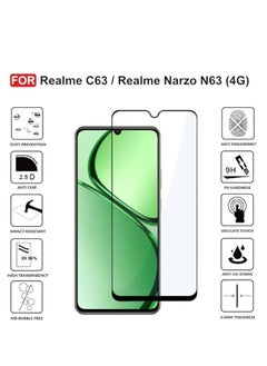 ماركة غير محددة واقي شاشة زجاجي كامل 5D لريلمي C63/ريلمي C61/ريلمي نوت 60/ريلمي نارزو N63 5D إطار أسود  - Image 5