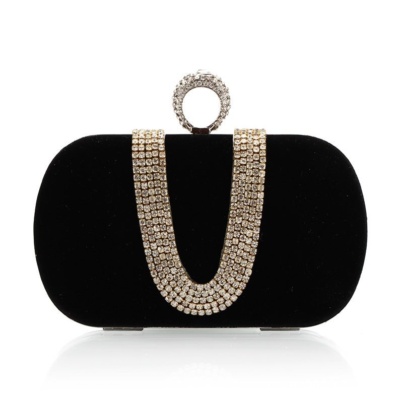 Fashion Small Square Bag Fashion Women'S Bag Diamond-Encrusted Finger Evening Party Bag U-Shaped Min Flannel Bag X010 - Image 4