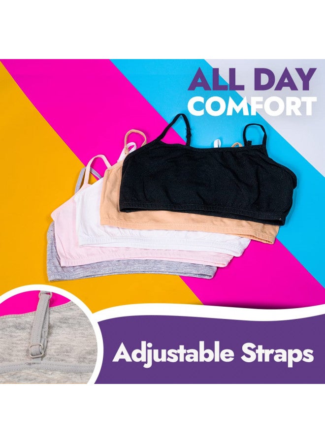 Popular Cotton Girls Training Bra - Cami Crop for Girls w Adjustable Straps. Pack 5 PK Neu 10/12 - Image 2