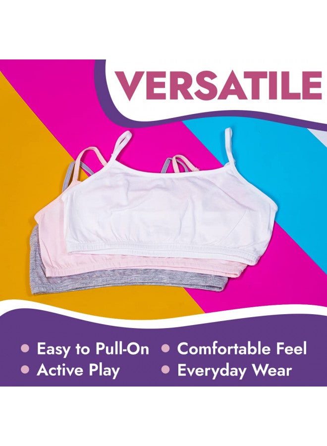 Popular Cotton Girls Training Bra - Cami Crop for Girls w Adjustable Straps. Pack 5 PK Neu 10/12 - Image 4