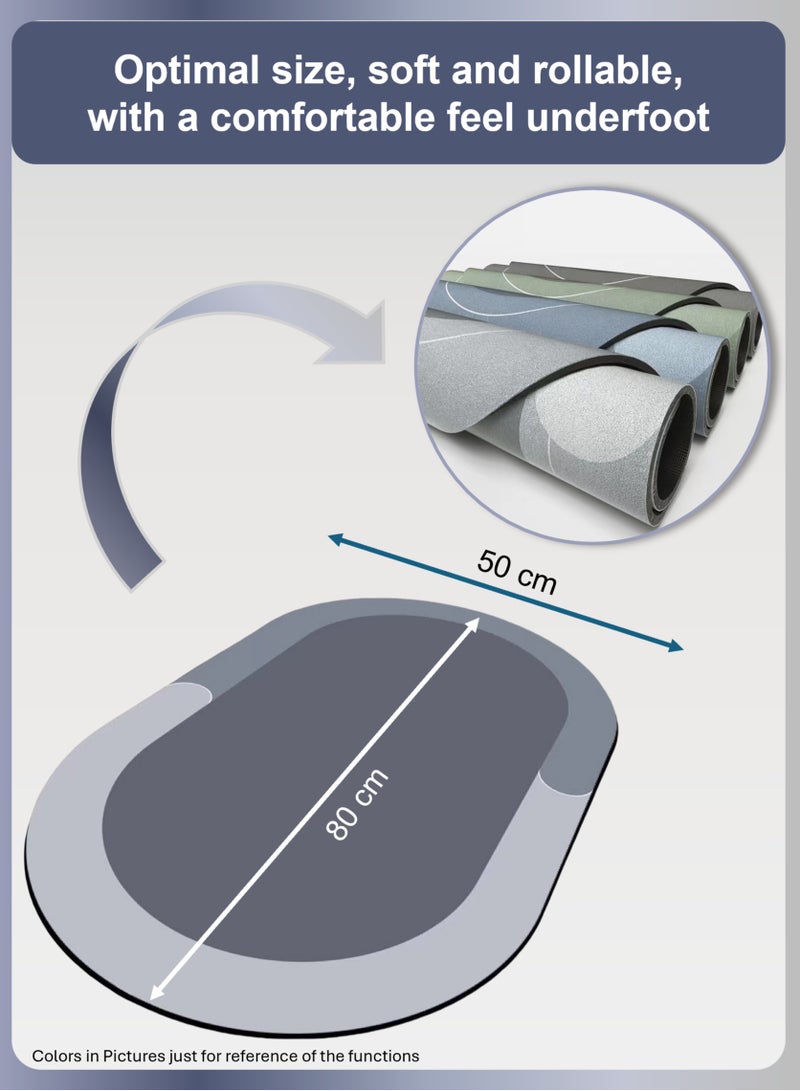 يوآ سجادة حمام ناعمة كبيرة | دياتوم ماص، مضاد للانزلاق، قابل للغسل في الغسالة، متين (رمادي، 50 × 80 سم) - Image 2