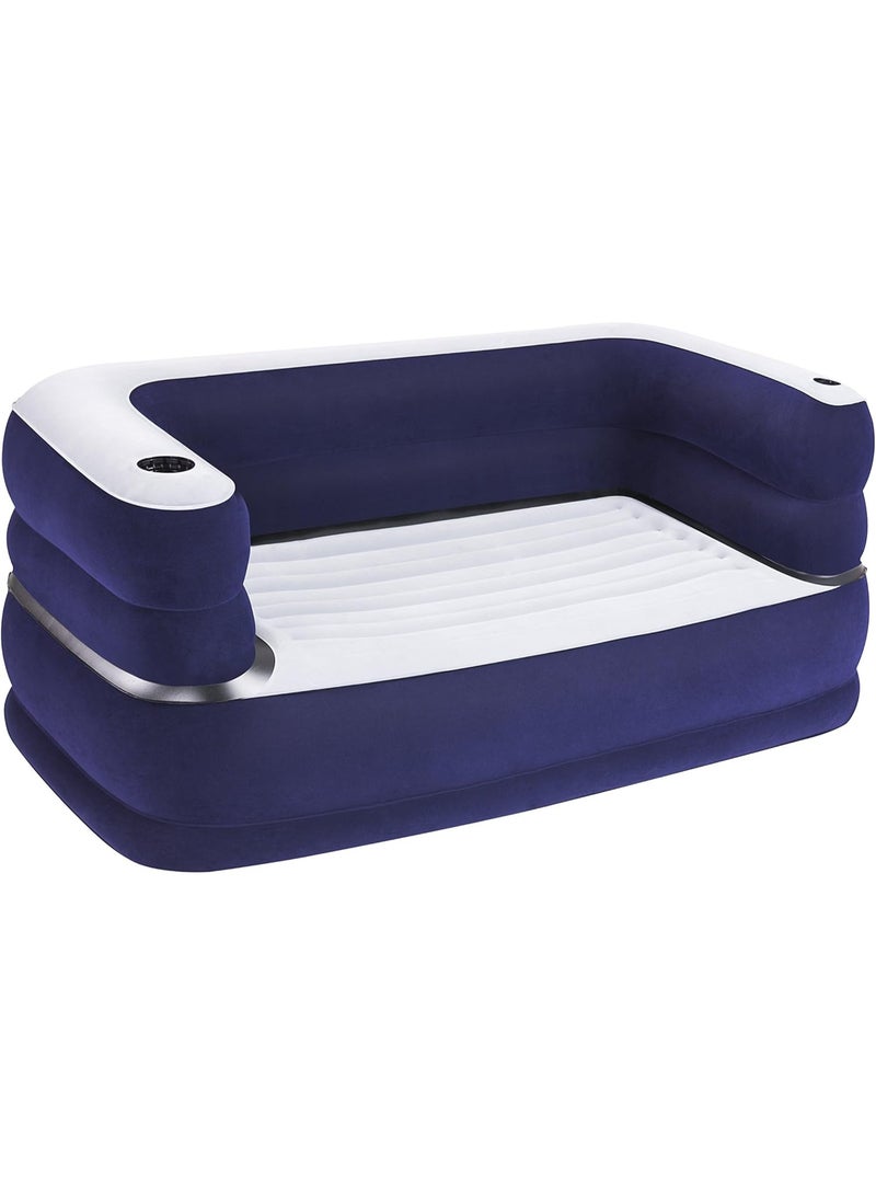 Bestway Inflatable 2-seater air sofa with cup holders – converts into a bed – air sofa with a velvet surface and comfortable backrest – air bed for camping, travel, and guests, for indoor and outdoor use. 75058 - Image 3