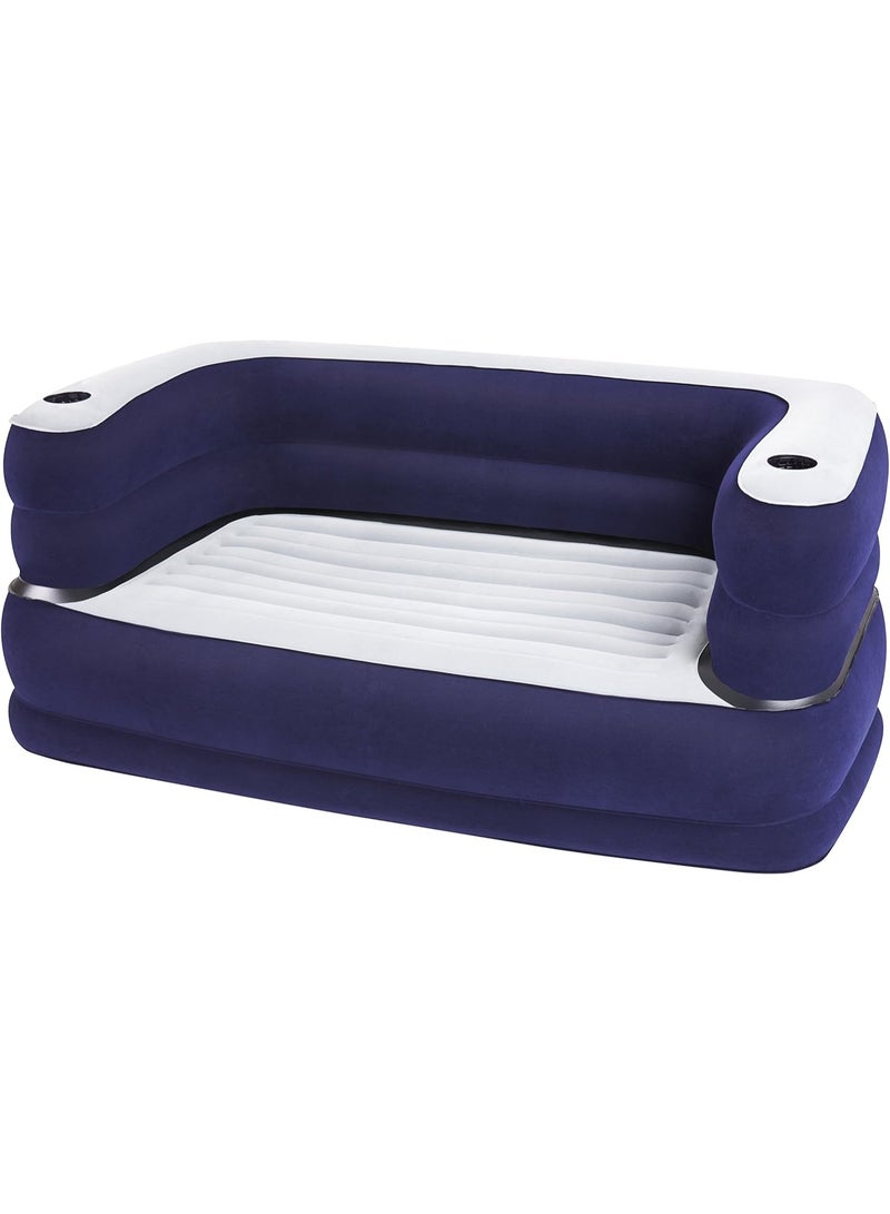 Bestway Inflatable 2-seater air sofa with cup holders – converts into a bed – air sofa with a velvet surface and comfortable backrest – air bed for camping, travel, and guests, for indoor and outdoor use. 75058 - Image 5