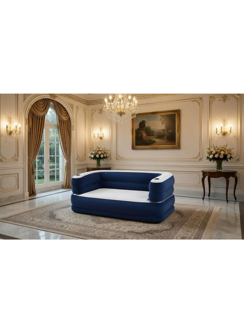 Bestway Inflatable 2-seater air sofa with cup holders – converts into a bed – air sofa with a velvet surface and comfortable backrest – air bed for camping, travel, and guests, for indoor and outdoor use. 75058 - Image 1