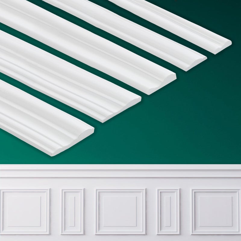 Coengwui Peel and Stick Wall Molding, Chair Rail Wainscoting Panel, Finish Trim for Home Decoration (Paintable White, 9.8ft x 0.9in) - Image 1