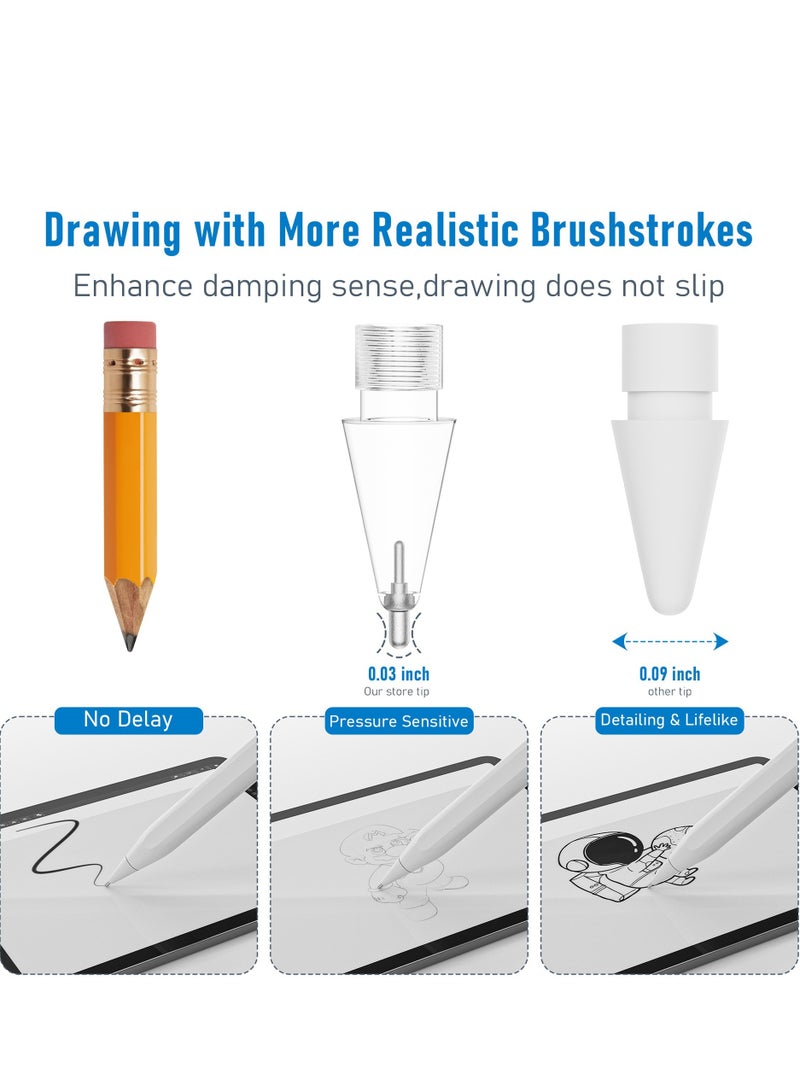 6-Piece Replacement Pencil Tips for Apple Pencil Pro,Upgraded Pencil Tips fit for Apple 2nd 1st Gen USB-C, No Wear Out Fine Point Precise Control, Needle Pencil Tips with Case, IPad Pro Pencil Sets - Image 3