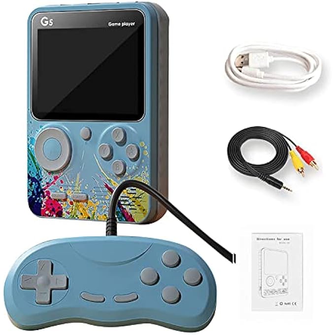 G5 RETRO 3 INCH HANDHELD GAME CONSOLE BUILT-IN 500 CLASSICAL FC GAMES SUPPORT FOR CONNECTING TV & TWO PLAYERS (BLUE) - Image 1