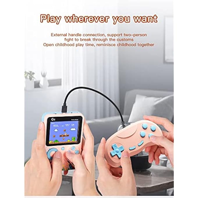 G5 RETRO 3 INCH HANDHELD GAME CONSOLE BUILT-IN 500 CLASSICAL FC GAMES SUPPORT FOR CONNECTING TV & TWO PLAYERS (BLUE) - Image 3