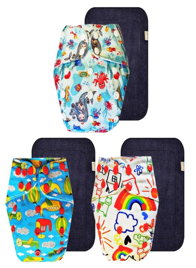 Dumbledo Premium Cloth Diaper with Black Insert (Pack of 3) | Soft & Gentle | 6-Layer Absorbent Pad | Adjustable Snaps | Trusted by Moms | 3 Months - 3 Years | Unisex Baby - Image 1