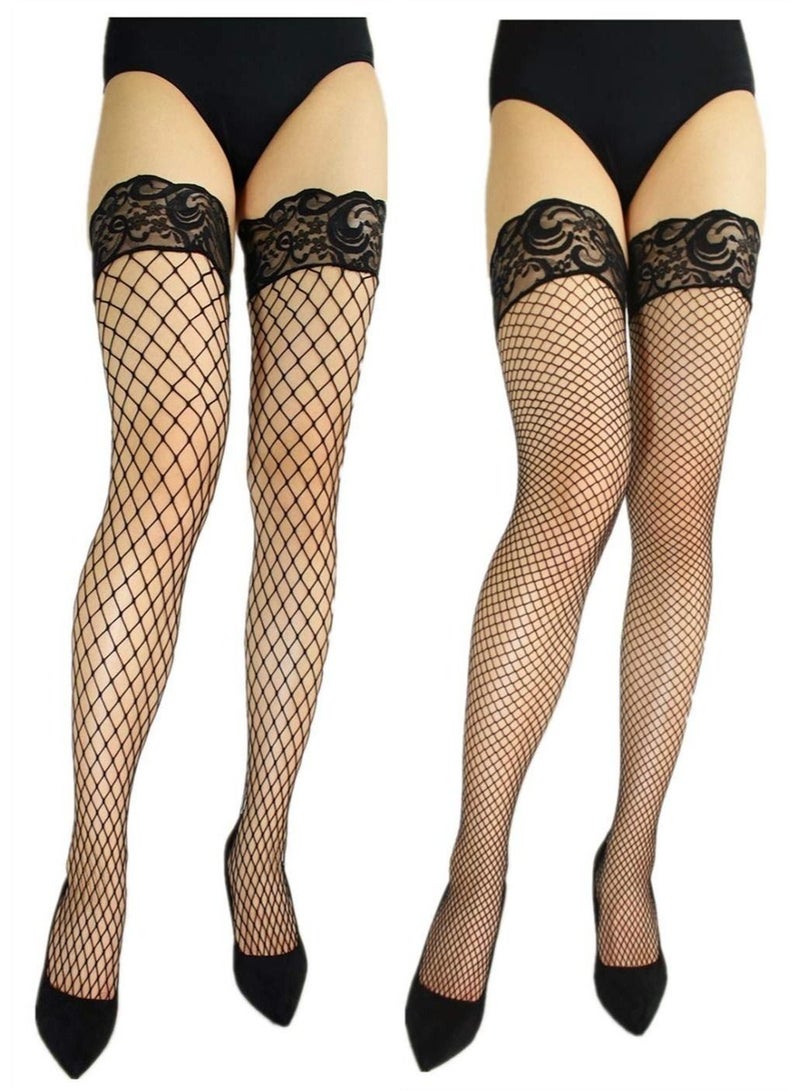 Women's High Waisted Tights Fishnet Stockings Thigh High Pantyhose - Image 1