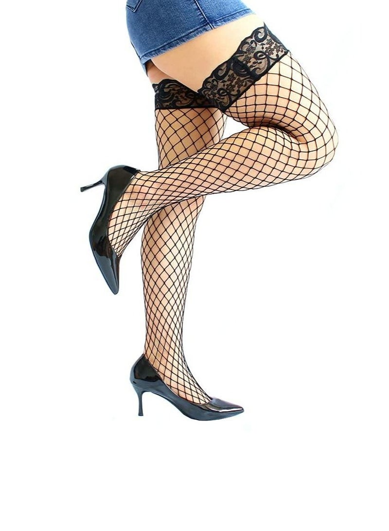 Women's High Waisted Tights Fishnet Stockings Thigh High Pantyhose - Image 5
