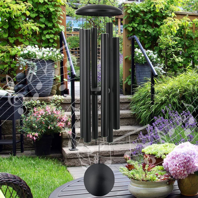 ASTARIN 45 in Memorial Wind Chimes Large with 6 Heavy Tubes, Large Deep Tone Wind Chimes Outdoor for Garden Hanging DÃ©cor,Sympathy Gifts. Black - Image 1