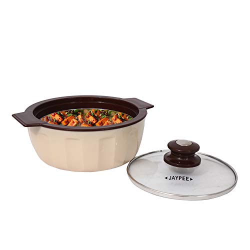 JAYPEE PLUS JAYPEE Glamerole Inner Stainless Steel Serving Casserole | Toughened Glass Lid PUF Insulated Hot Box |Roti Box| Easy to Carry | Food Grade | 800 ml, S. Coffee - Image 2