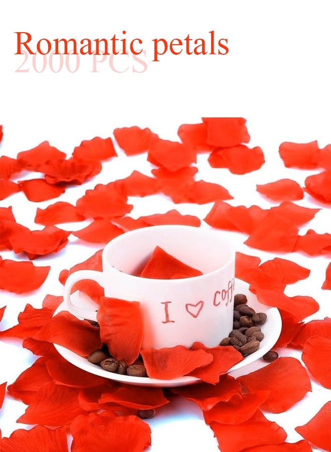 2000 Pcs Artficial Rose Petals for Wedding Flowers Home Party Romantic Night Anniversary Valentine's Day, Red - Image 2