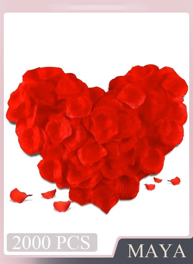2000 Pcs Artficial Rose Petals for Wedding Flowers Home Party Romantic Night Anniversary Valentine's Day, Red - Image 1