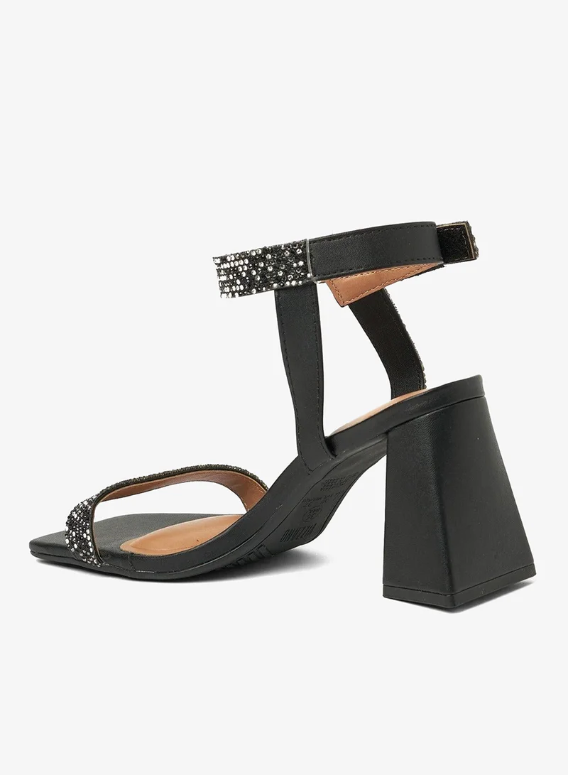 Vizzano Black Block Heel Sandals for Women – Stylish Ladies Heels Sandals for Everyday Wear for Women | Best Price UAE