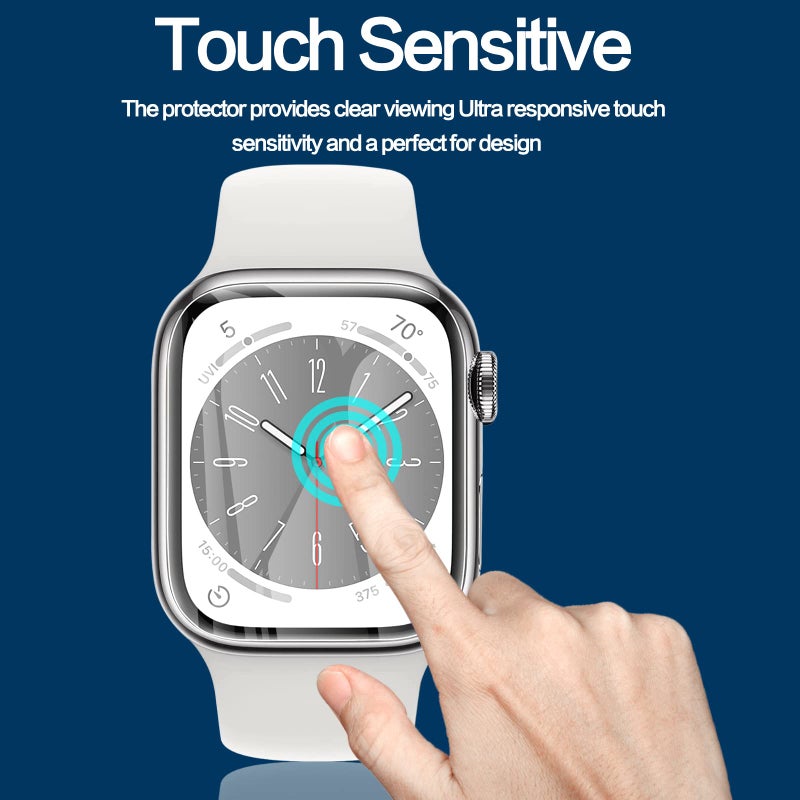 YMHML [ 8 Pack Screen Protector Compatible for Apple Watch 45mm Series 9 Series 8 Series 7, [Upgrade Flexible Film] Soft HD Clear Anti-Scratch Film for iWatch 9 8 7 Accessories - Image 4
