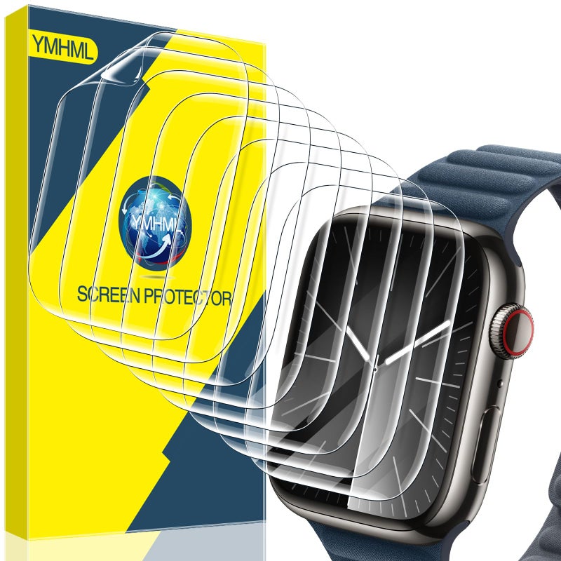 YMHML [ 8 Pack Screen Protector Compatible for Apple Watch 45mm Series 9 Series 8 Series 7, [Upgrade Flexible Film] Soft HD Clear Anti-Scratch Film for iWatch 9 8 7 Accessories - Image 1