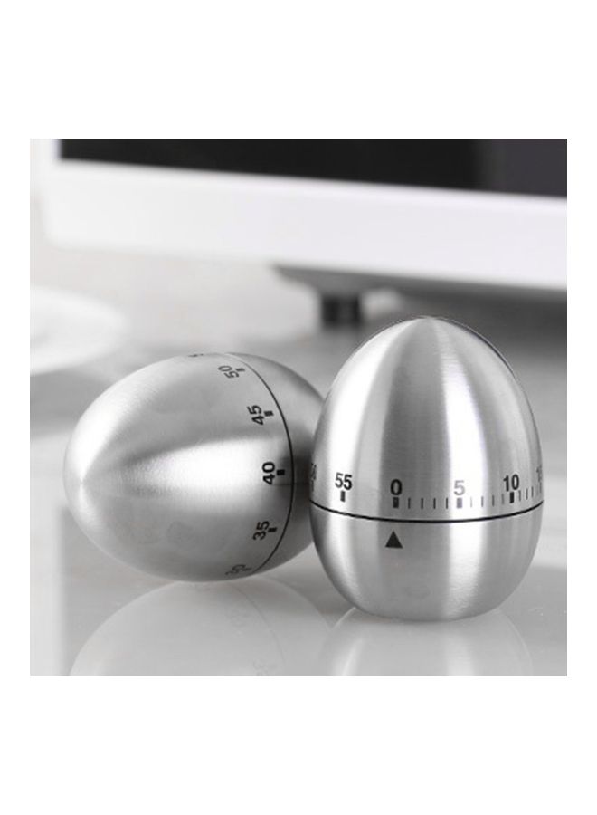 Stainless Steel Egg Shaped Kitchen Timer, 60-Minute Mechanical Countdown Timer for Cooking & Baking - Image 3