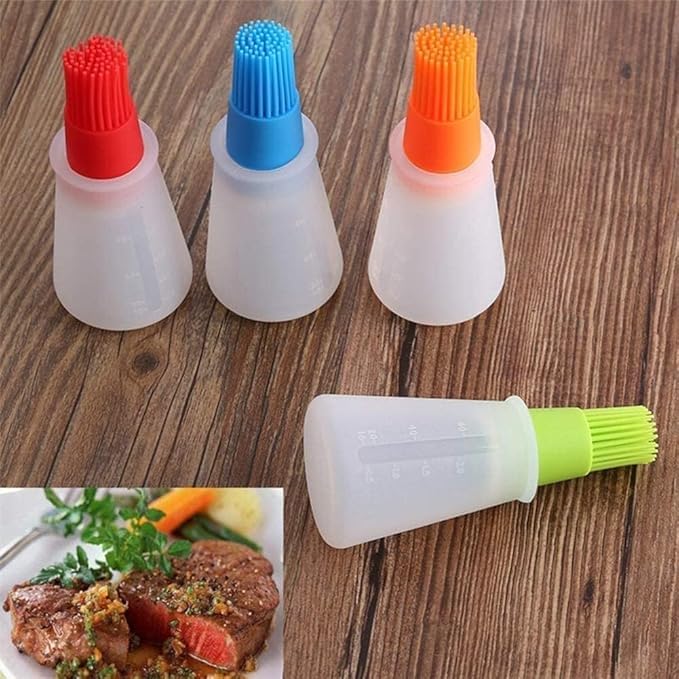 Kotudi Silicone Oil Dispenser Bottle Brush Pastry Basting Brush Oil Honey Wine Sauce Grill Cooking Oil Dispenser for Barbecue Roasting sauteing Frying Kitchen Tools Accessories Pack of 1  - Image 1