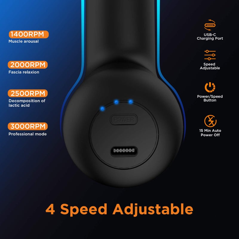 NEPQ Mini massage Gun, Powerful Fascial Gun Portable Deep Tissue Percussion Muscle Back Head Massager for Pain Relief with 4 Massage Heads High-Intensity Vibration Rechargeable Small Massage Gun - Image 3